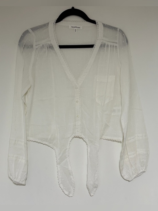 Heartloom Tops - Heartloom Women’s White Button Front Lightweight Long Sleeve Blouse Size XS